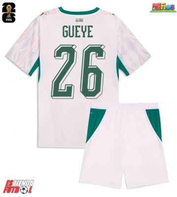 Senegal Pape Gueye #26 Primera Equipación Niños Mundial 2026 Manga Corta (+ Pantalones cortos)